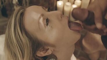 Черный мужик оттрахал беременную блондинку и кончил в рот